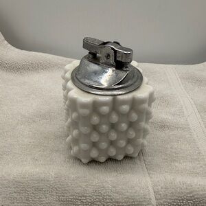 Vintage Fenton Hobnail Milk Glass Table Lighter